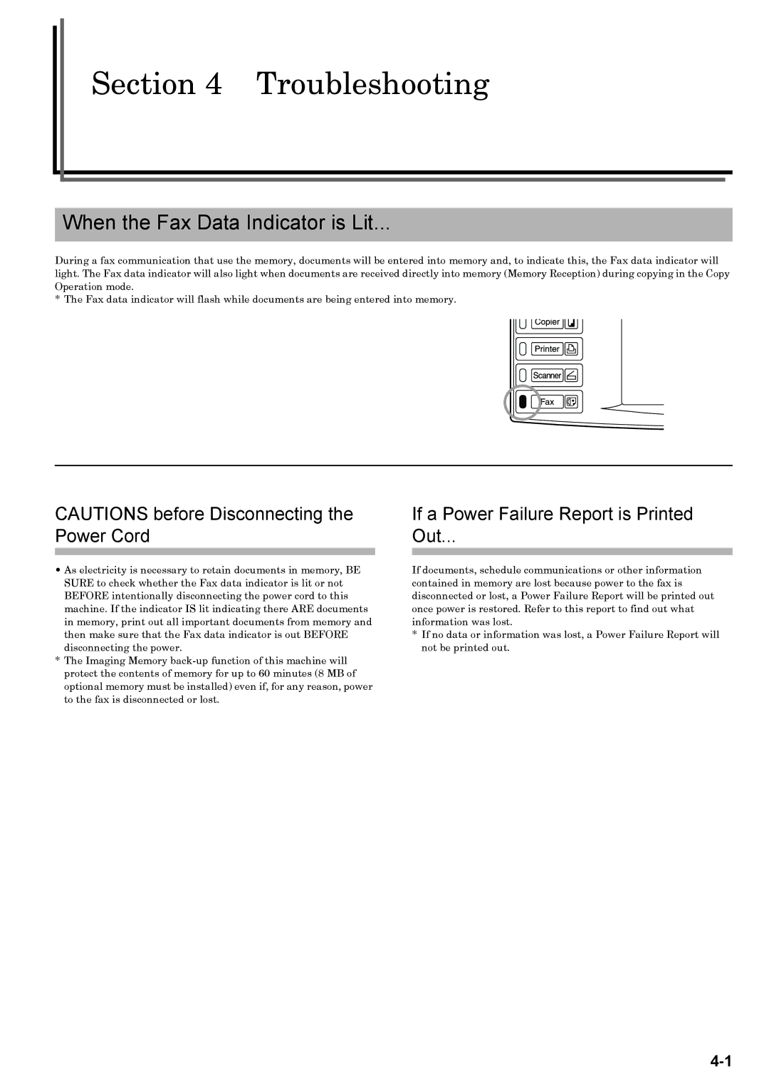 Xerox FAX System (J) manual When the Fax Data Indicator is Lit, If a Power Failure Report is Printed Out 