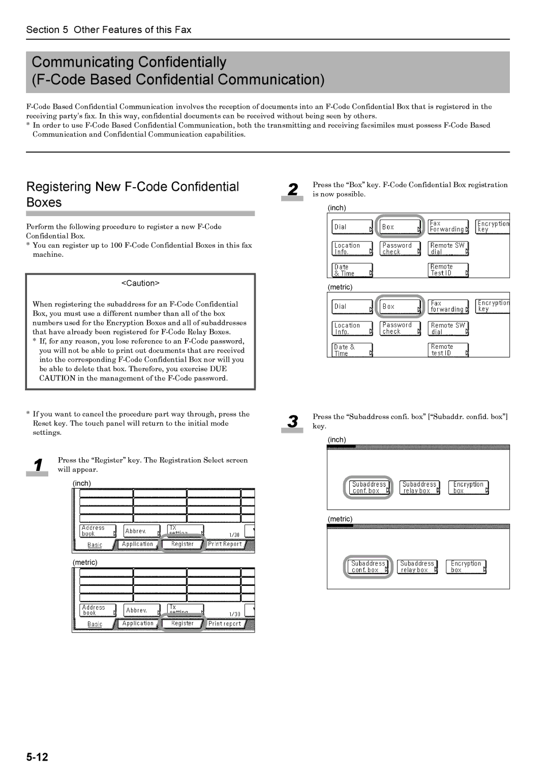 Xerox FAX System (J) manual Registering New F-Code Confidential Boxes 