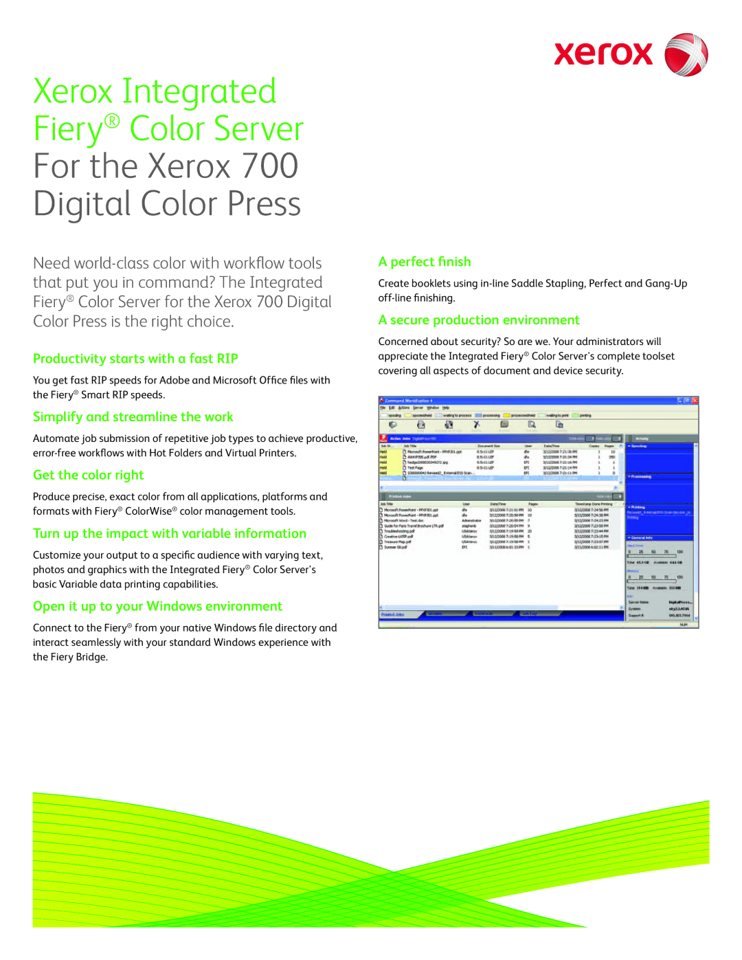 Xerox Fiery manual Productivity starts with a fast RIP, Simplify and streamline the work, Get the color right 