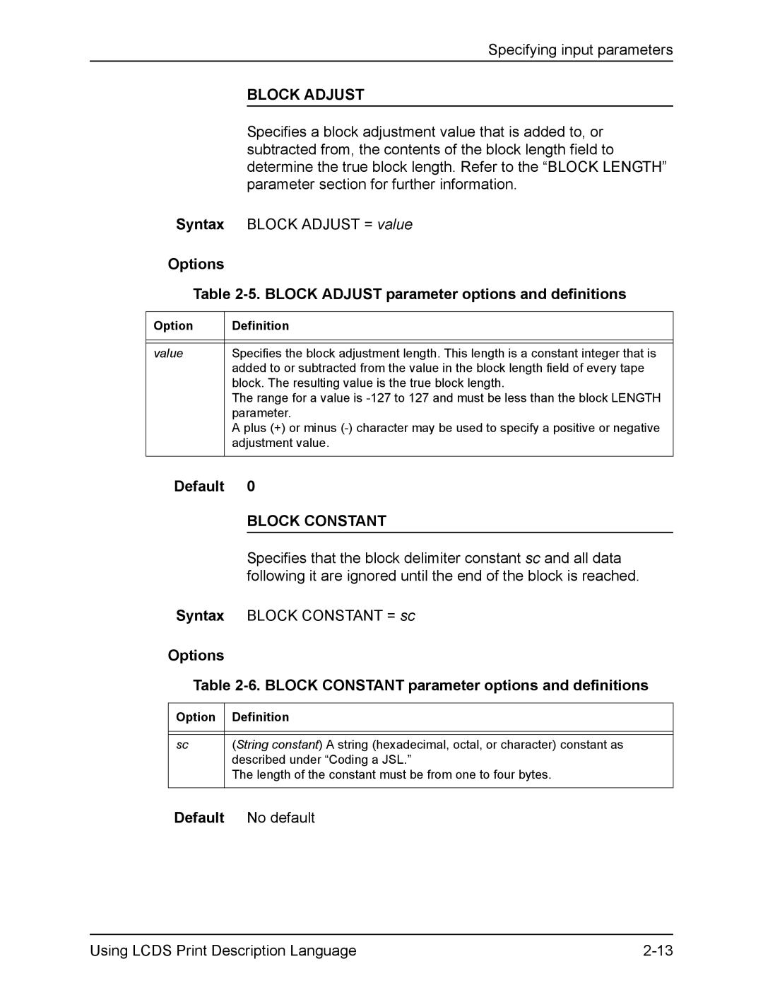 Xerox FreeFlow manual Block Adjust, Block Constant, Default 