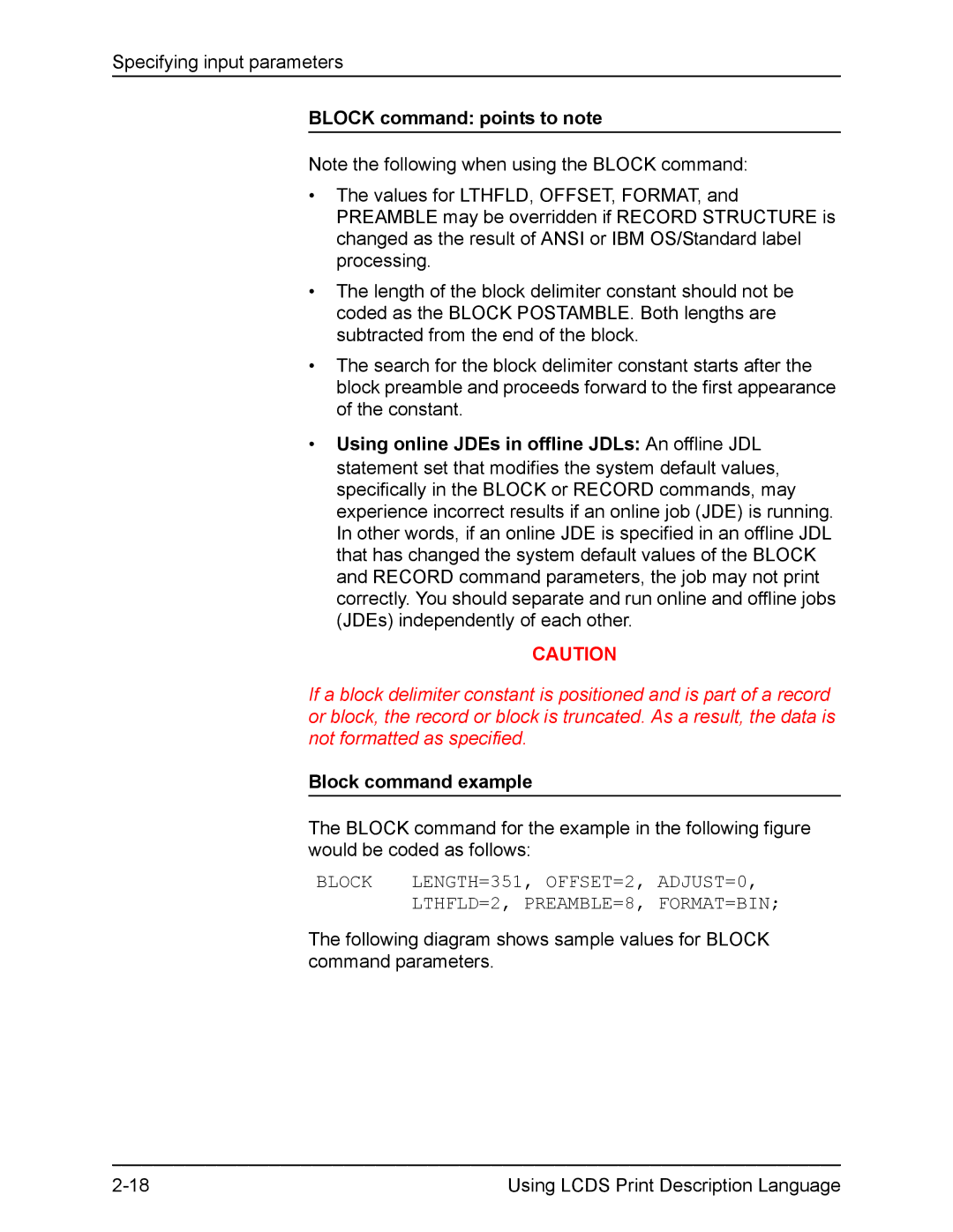 Xerox FreeFlow manual Block command points to note, Block command example 