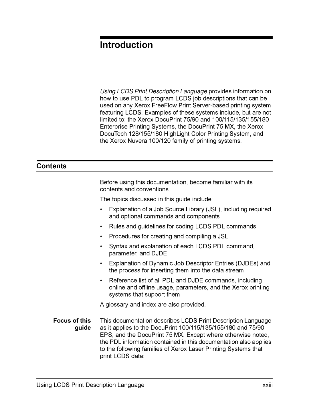 Xerox FreeFlow manual Introduction, Contents 