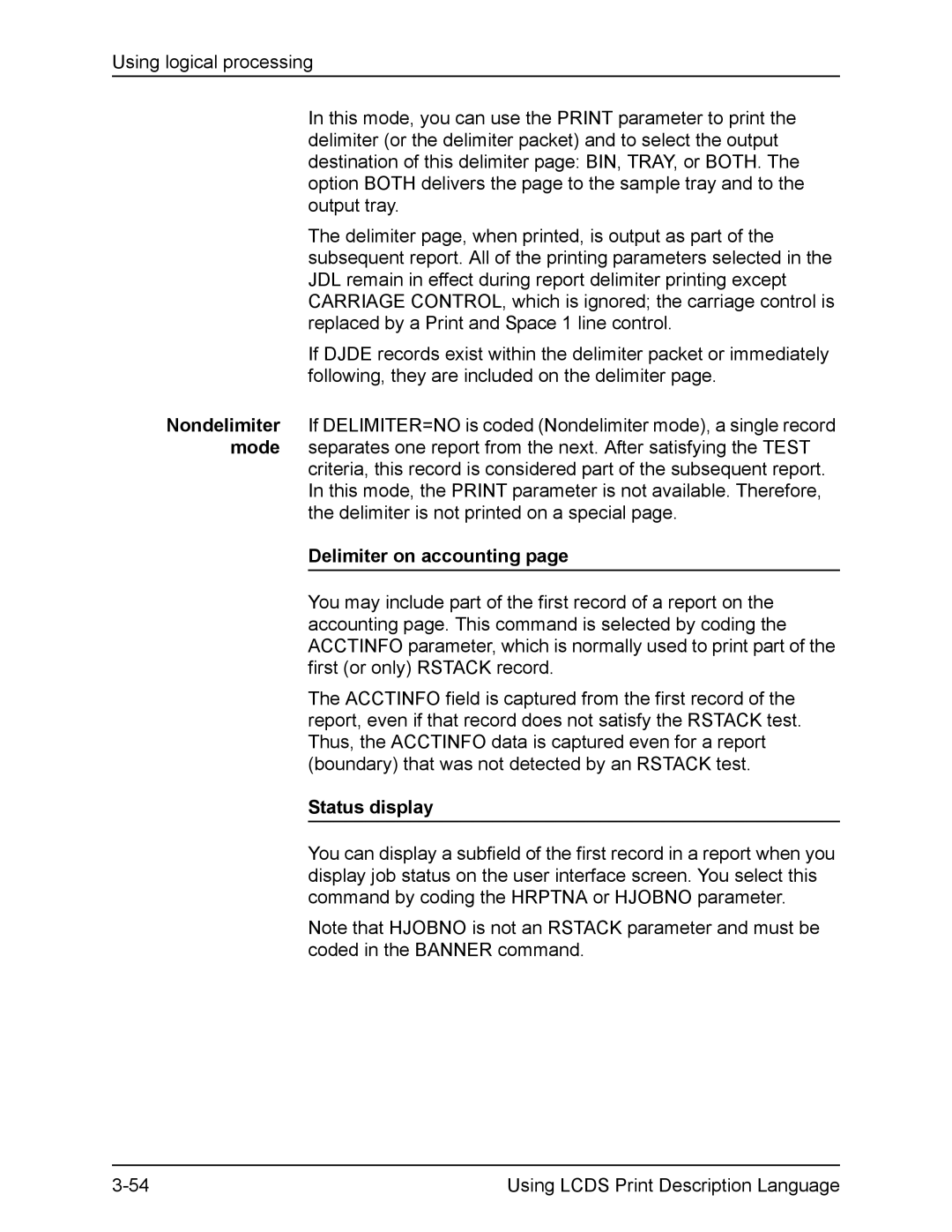 Xerox FreeFlow manual Delimiter on accounting, Status display 