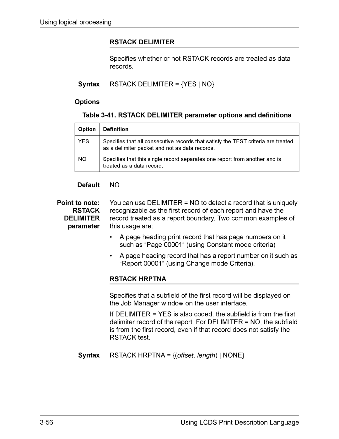 Xerox FreeFlow manual Rstack Delimiter, Rstack Hrptna 