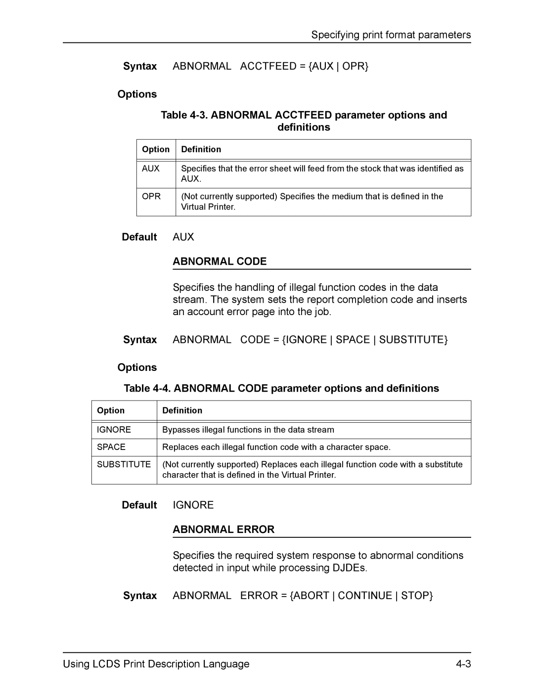 Xerox FreeFlow manual Abnormal Code, Abnormal Error 