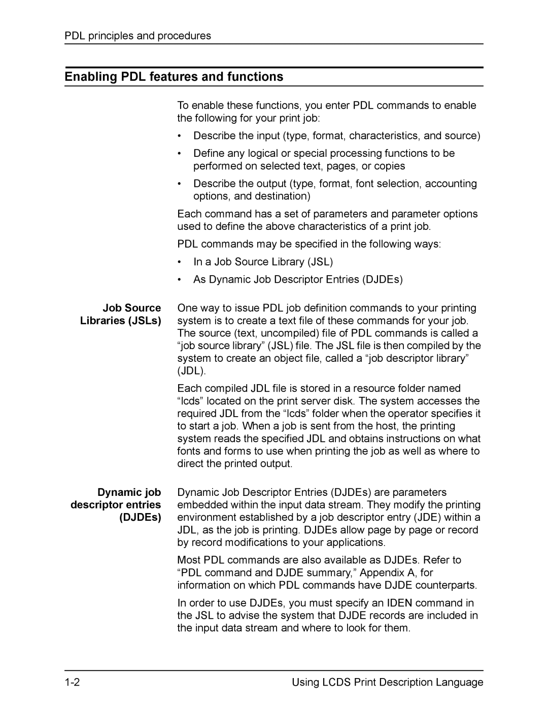 Xerox FreeFlow manual Enabling PDL features and functions 