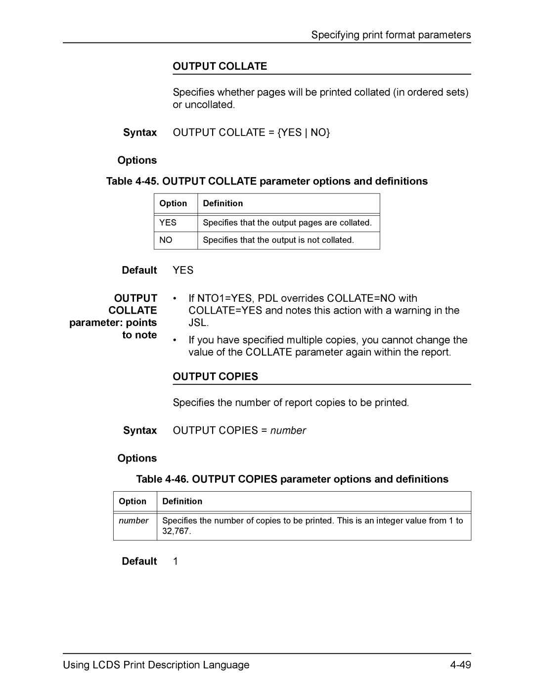 Xerox FreeFlow manual Output Collate, Collate parameter points to note, Output Copies 