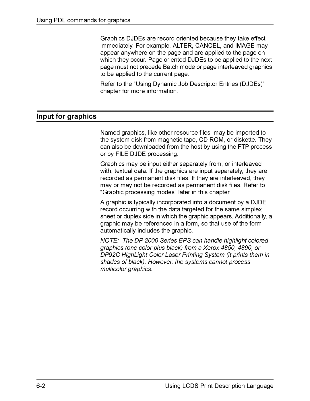 Xerox FreeFlow manual Input for graphics 