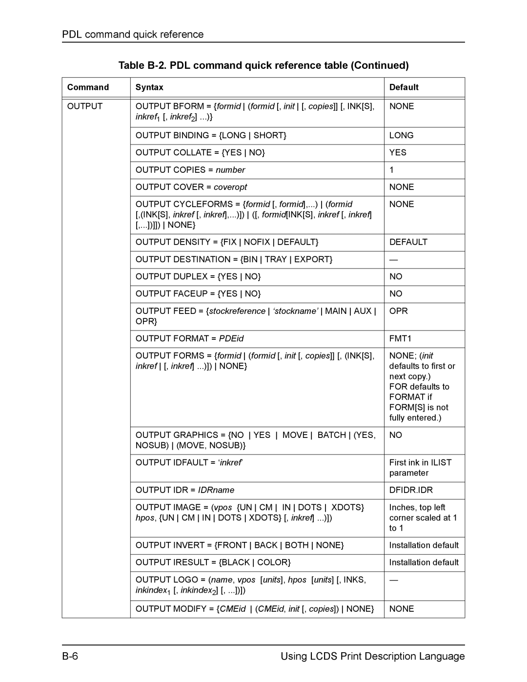 Xerox FreeFlow manual Inkref1 , inkref2, Output Feed = stockreference ‘stockname’ Main AUX, Inkindex1 , inkindex2 