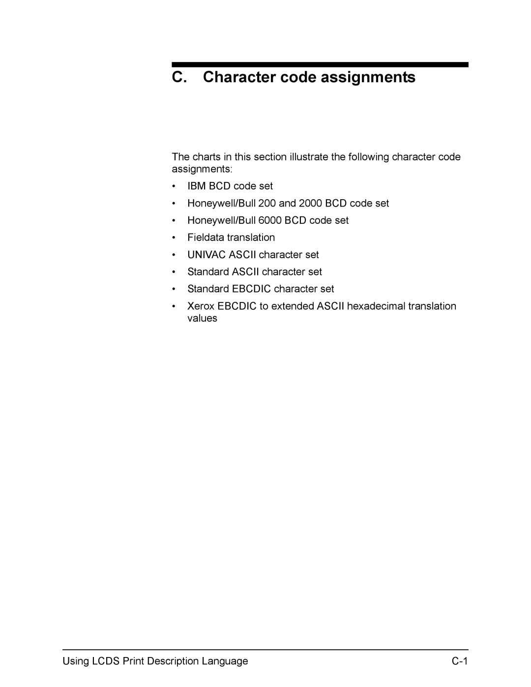 Xerox FreeFlow manual Character code assignments 