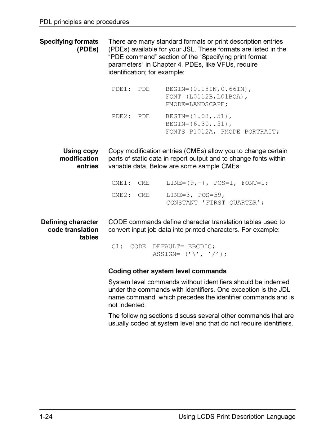 Xerox FreeFlow manual Tables, Coding other system level commands 