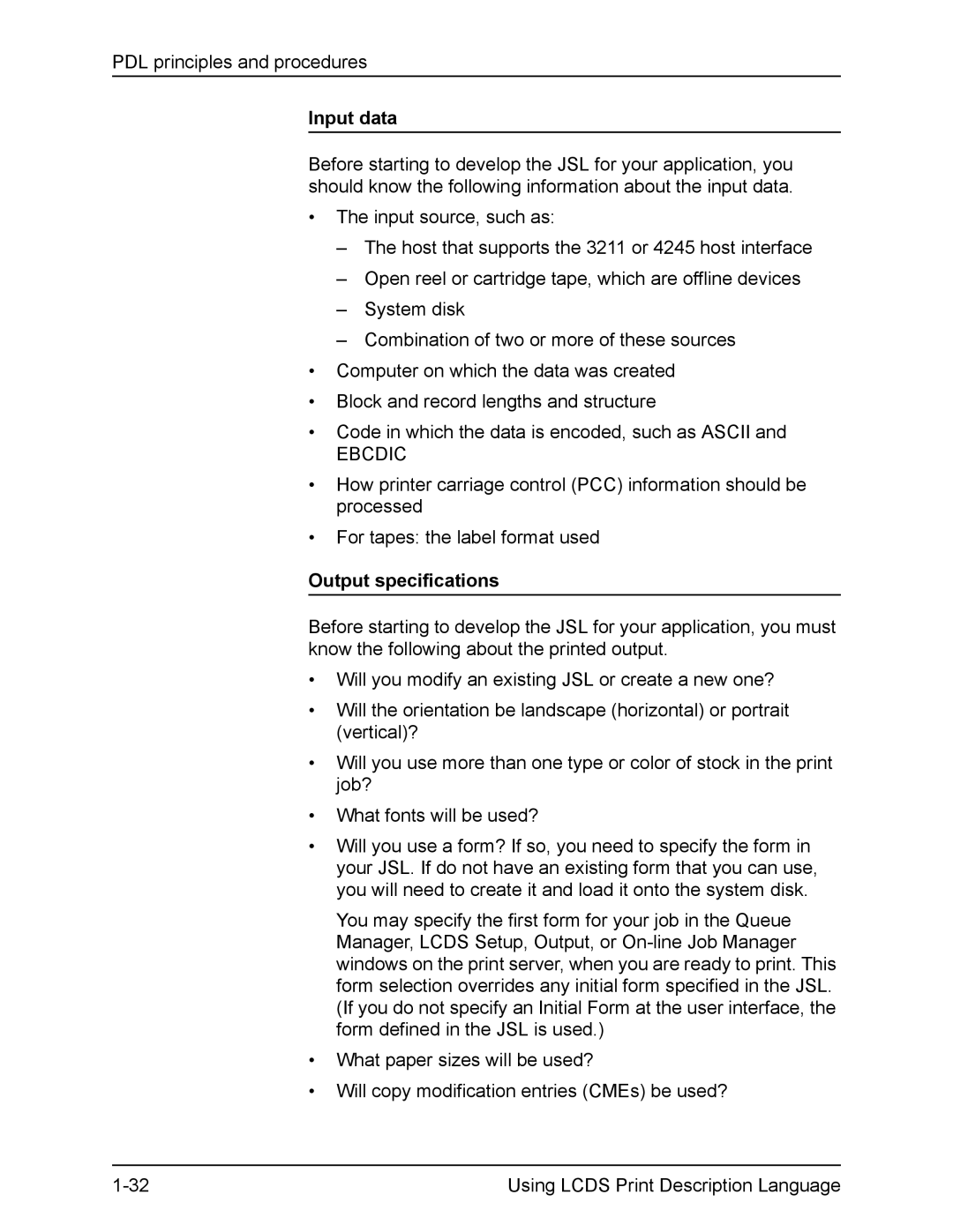 Xerox FreeFlow manual Input data, Output specifications 