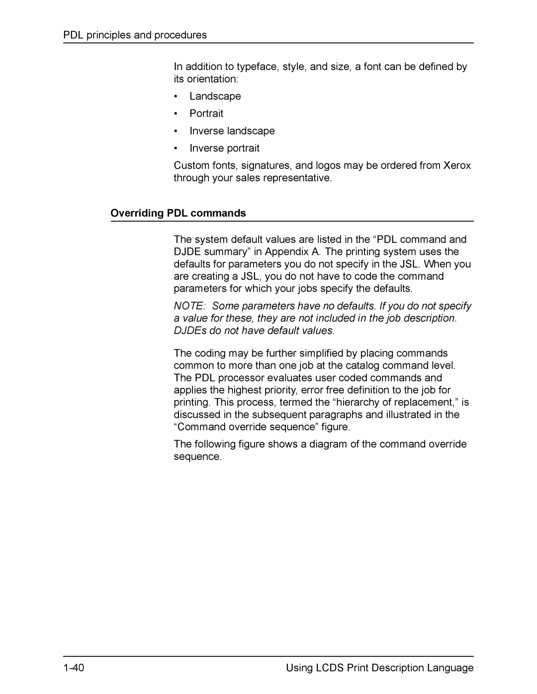 Xerox FreeFlow manual Overriding PDL commands 