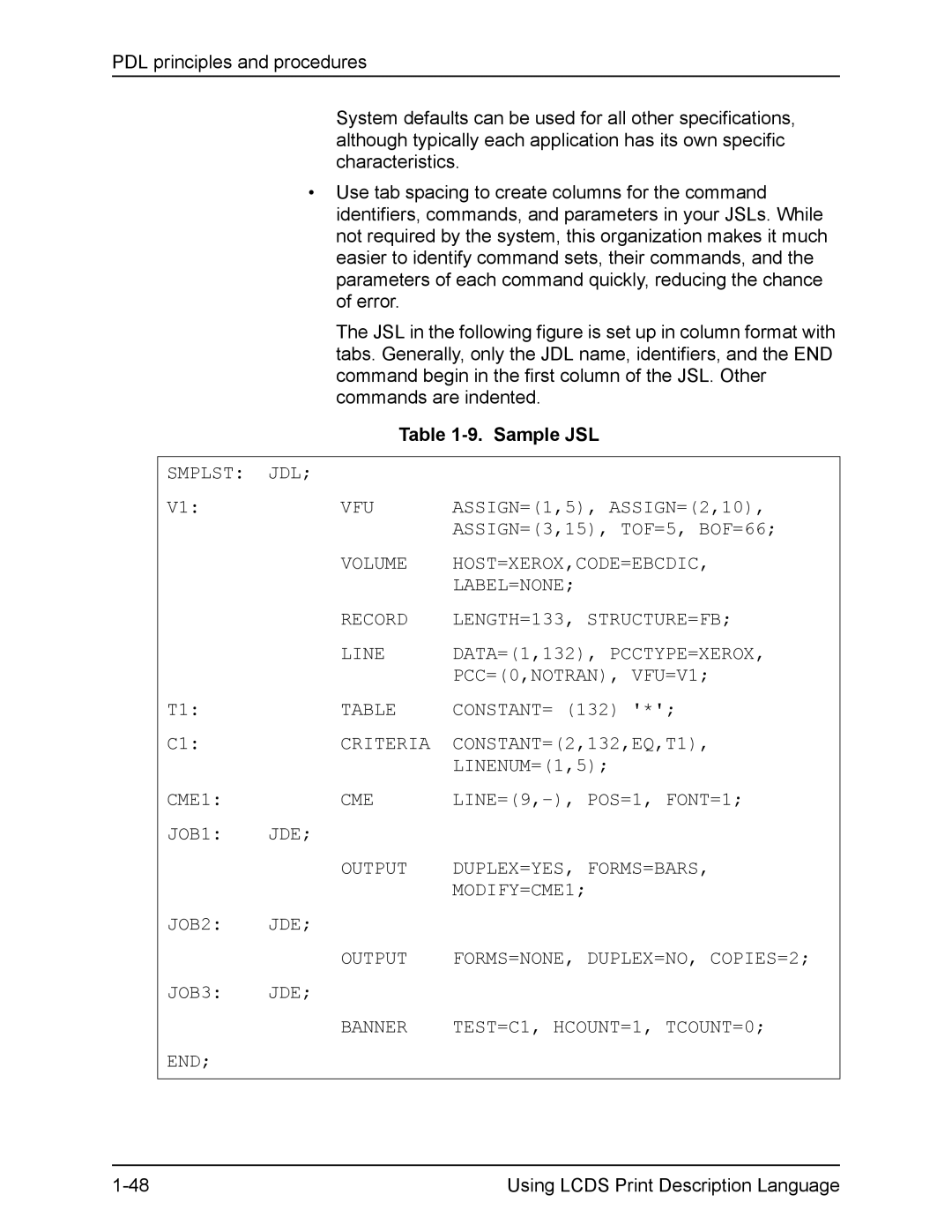 Xerox FreeFlow manual Smplst JDL VFU, Constant=, Criteria, CONSTANT=2,132,EQ,T1, LINENUM=1,5 