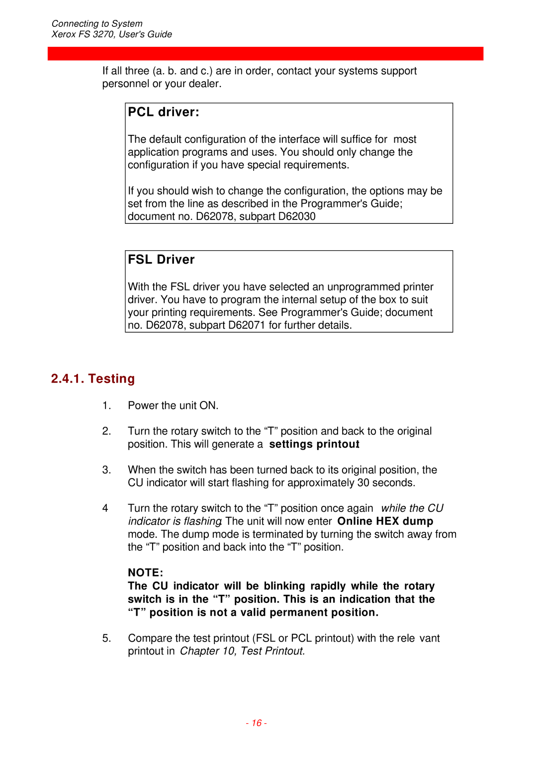 Xerox FS 3270 instruction manual PCL driver, Testing 