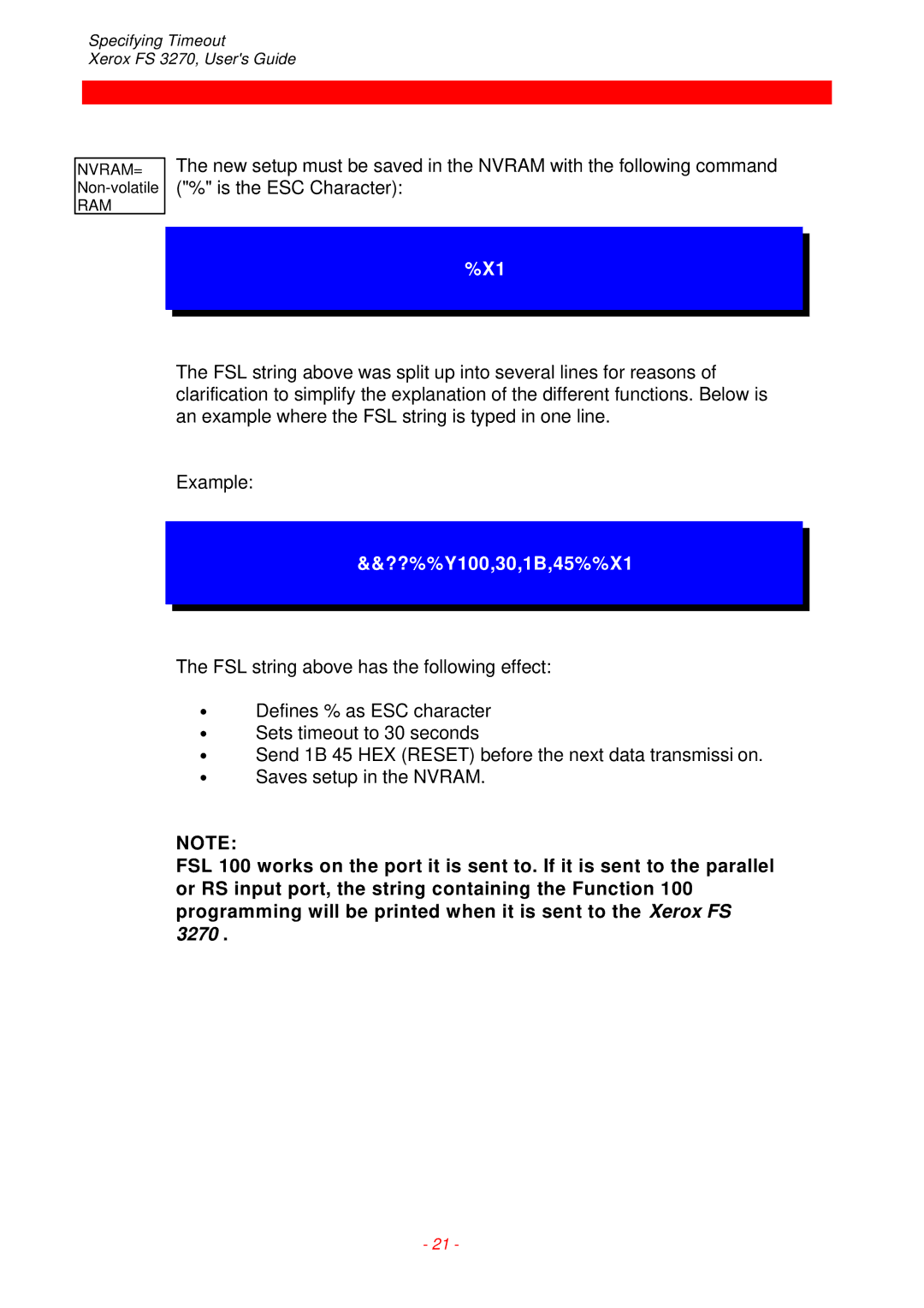 Xerox FS 3270 instruction manual ??%%Y100,30,1B,45%%X1 