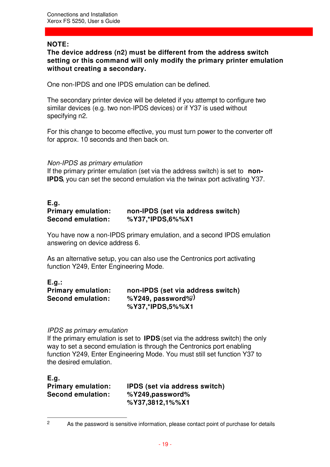 Xerox FS 5250 IPC instruction manual Non-IPDS as primary emulation, Ipds as primary emulation 