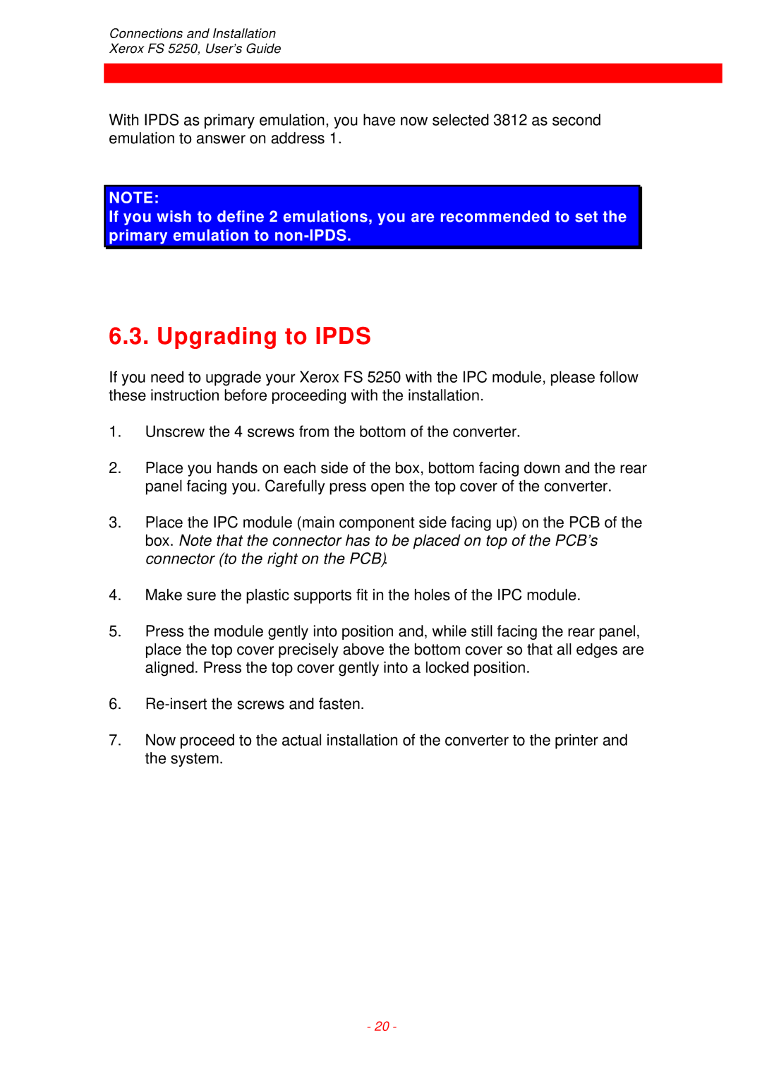 Xerox FS 5250 IPC instruction manual Upgrading to Ipds 