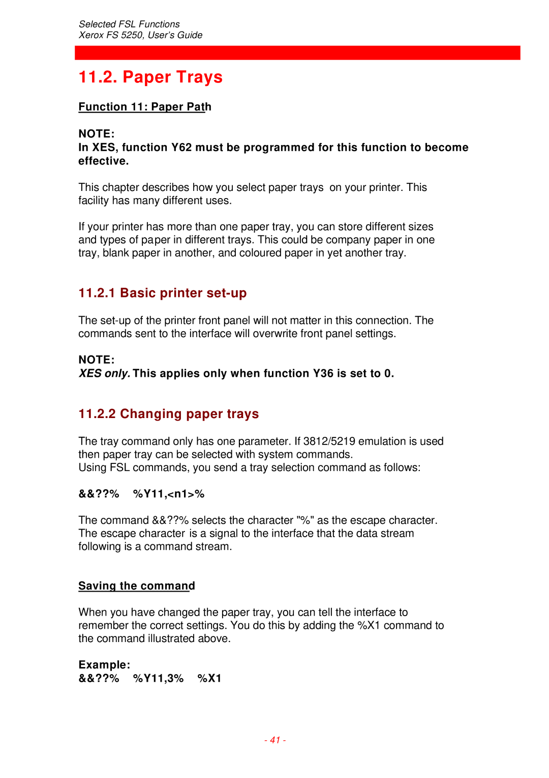 Xerox FS 5250 IPC instruction manual Paper Trays, Basic printer set-up, Changing paper trays 