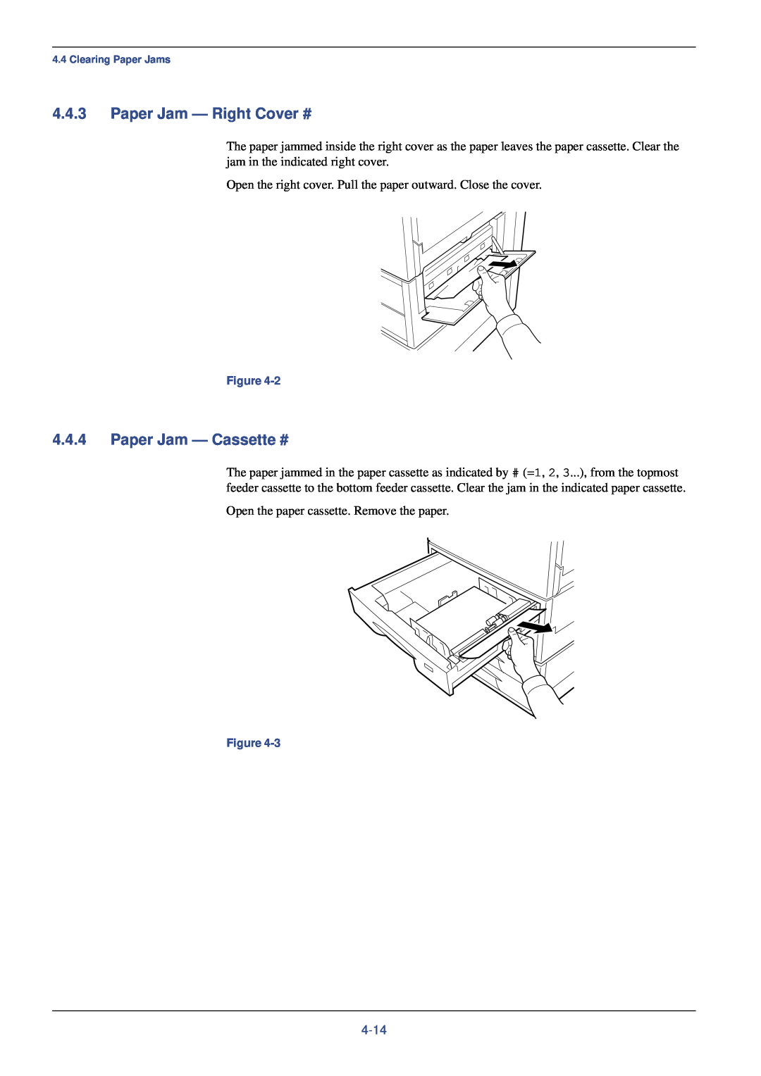 Xerox FS-C8008DN, FS-C8008N manual Paper Jam - Right Cover #, Paper Jam - Cassette #, 4-14 