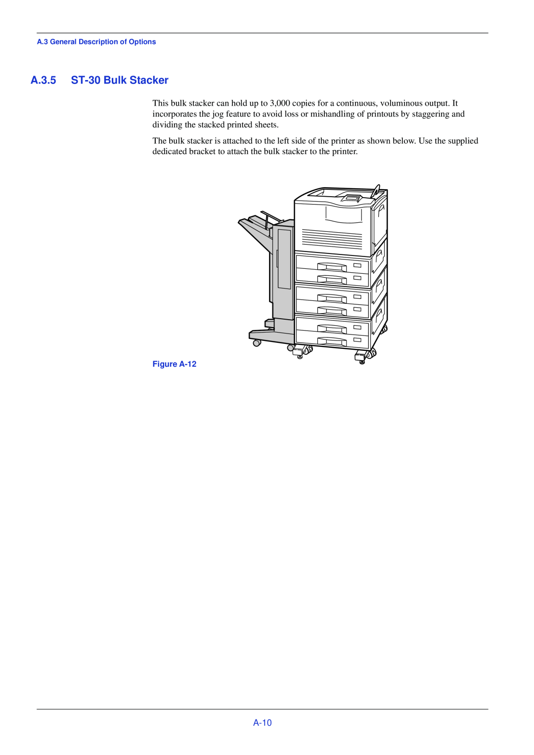 Xerox FS-C8008DN, FS-C8008N manual A.3.5 ST-30 Bulk Stacker, A-10 