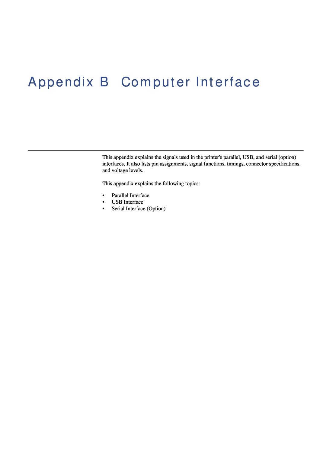 Xerox FS-C8008DN, FS-C8008N Appendix B Computer Interface, This appendix explains the following topics Parallel Interface 