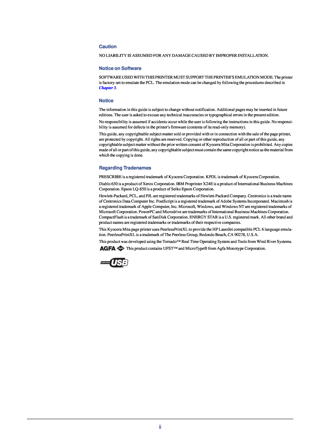 Xerox FS-C8008N, FS-C8008DN manual Notice on Software, Regarding Tradenames 
