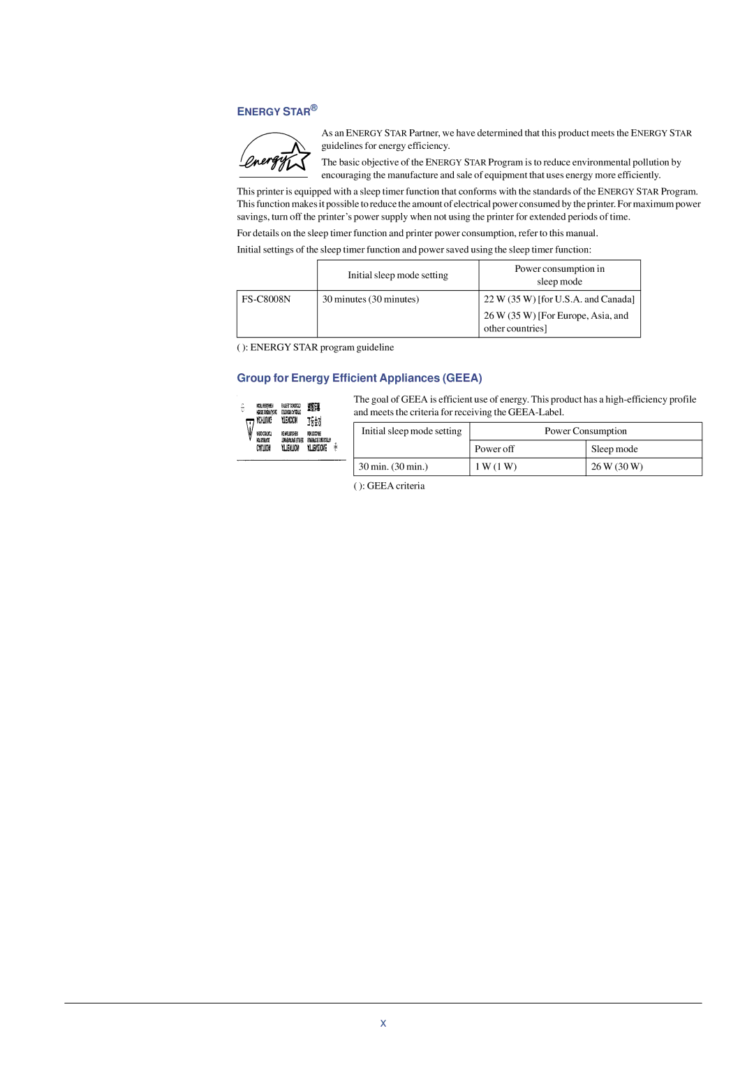 Xerox FS-C8008N, FS-C8008DN manual Group for Energy Efficient Appliances Geea 