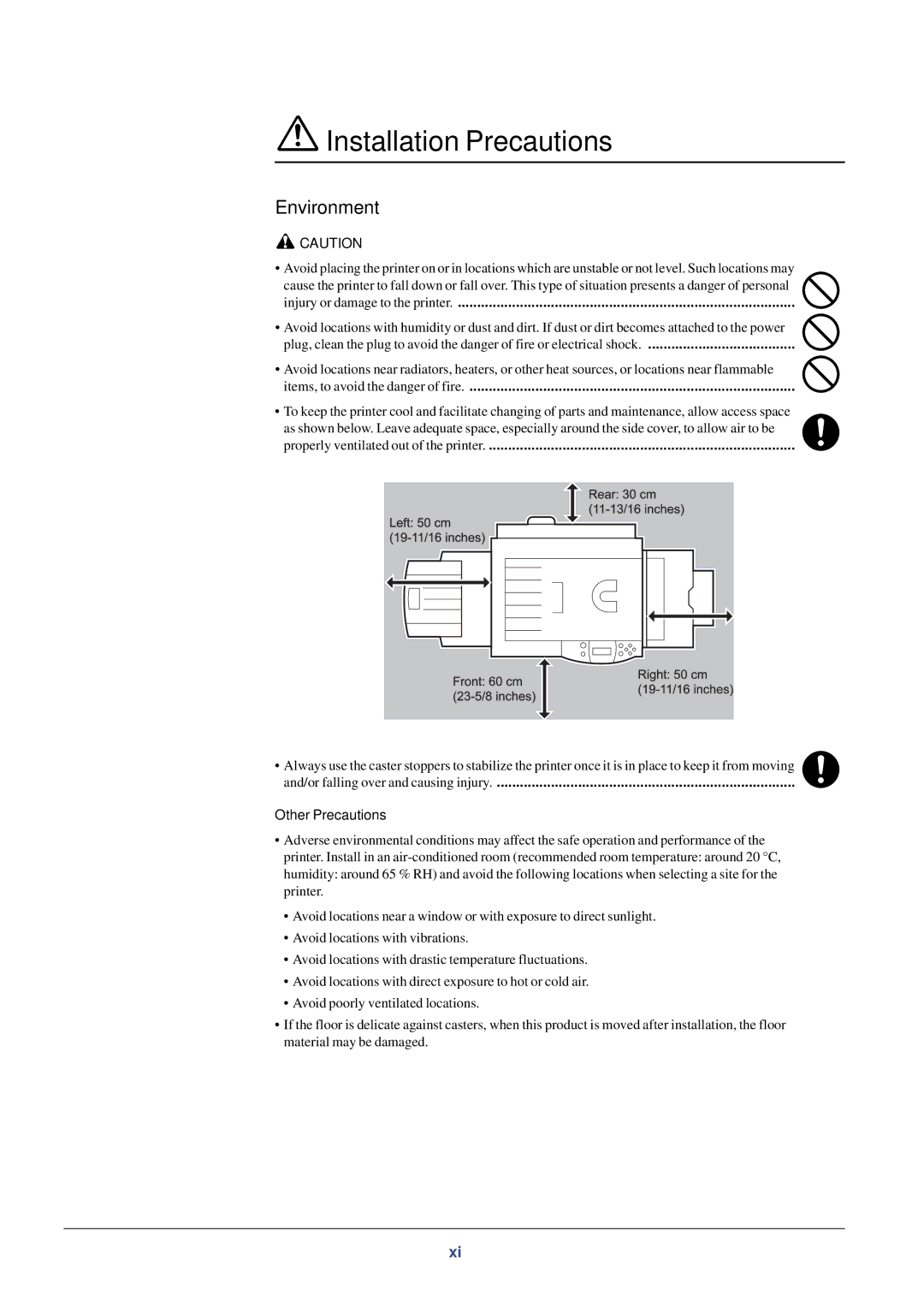 Xerox FS-C8008DN, FS-C8008N manual Installation Precautions, Other Precautions 