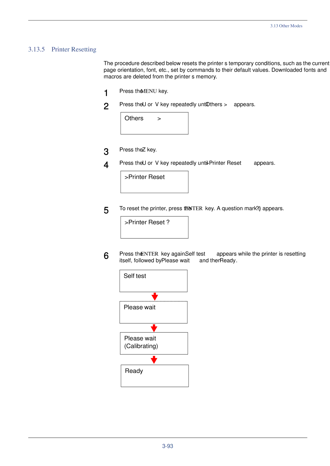 Xerox FS-C8008N, FS-C8008DN manual Printer Resetting, Printer Reset ?, Self test Please wait Please wait Calibrating Ready 