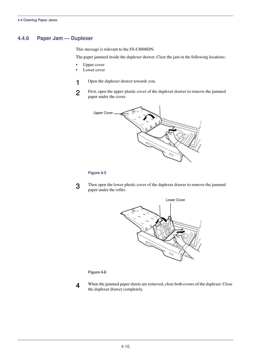 Xerox FS-C8008DN, FS-C8008N manual Paper Jam Duplexer, Paper under the roller 