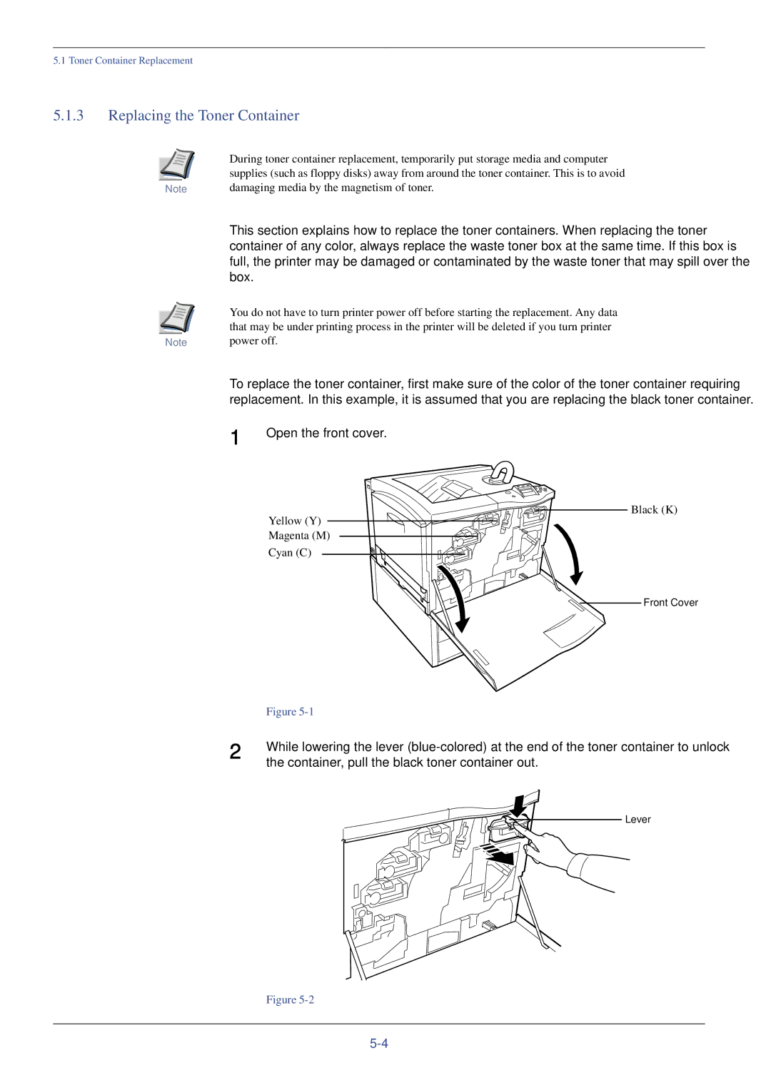 Xerox FS-C8008N, FS-C8008DN manual Replacing the Toner Container, Container, pull the black toner container out, Power off 