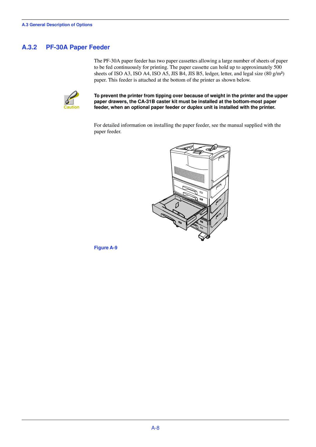 Xerox FS-C8008DN, FS-C8008N manual 2 PF-30A Paper Feeder, Figure A-9 