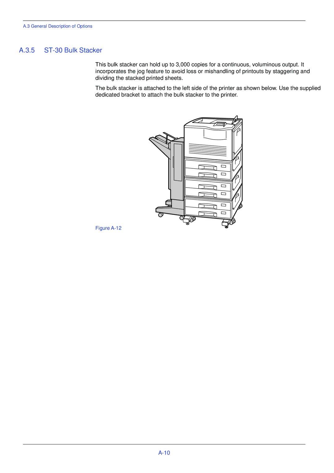 Xerox FS-C8008DN, FS-C8008N manual 5 ST-30 Bulk Stacker, Figure A-12 