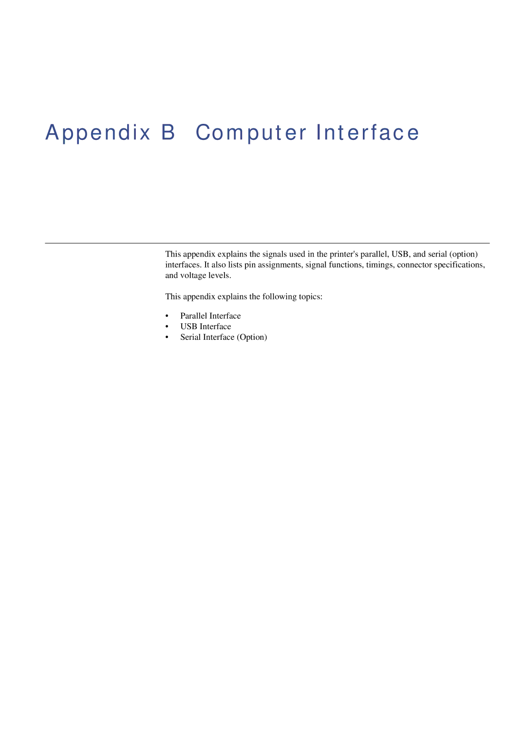 Xerox FS-C8008DN, FS-C8008N manual Appendix B Computer Interface 