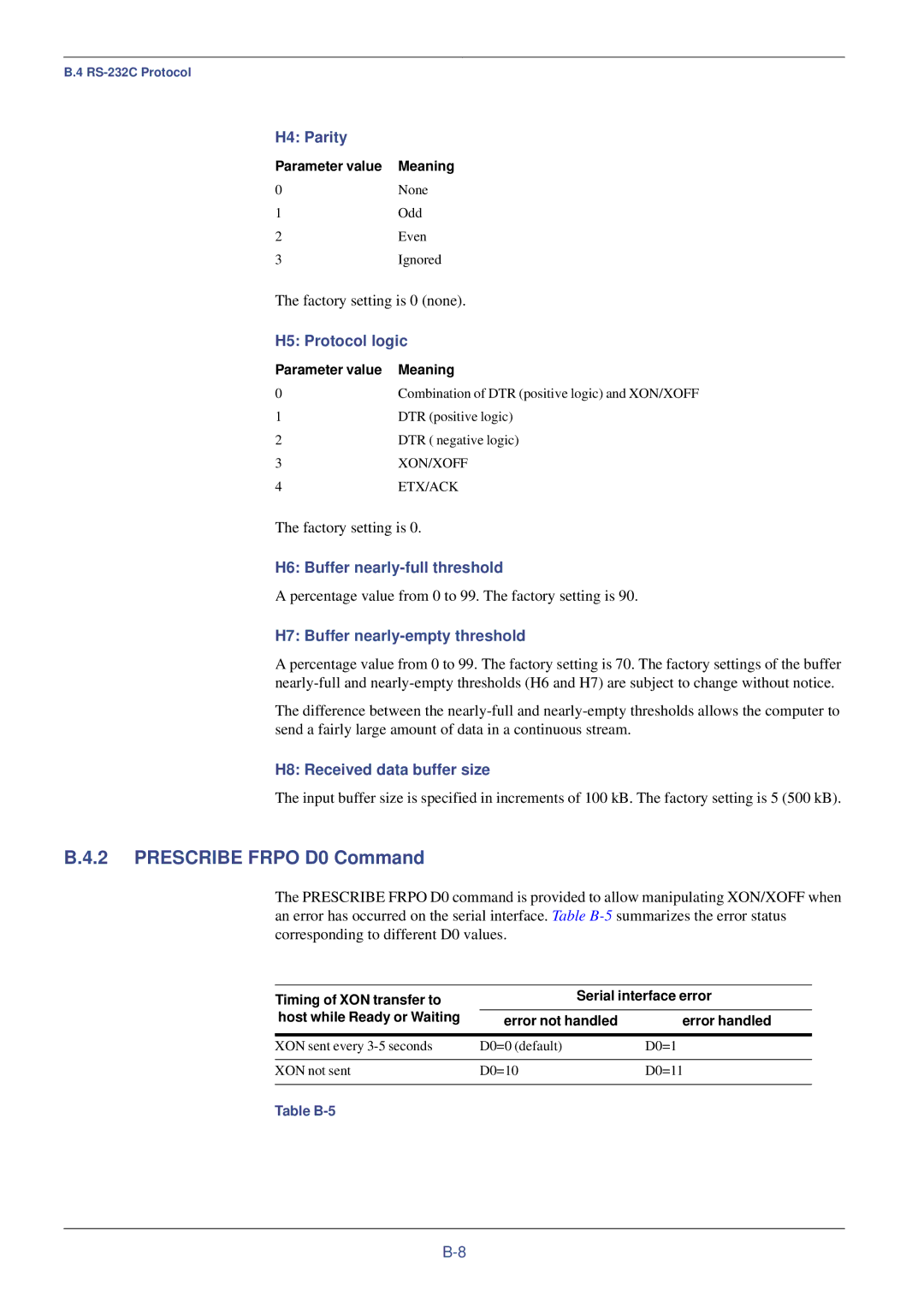 Xerox FS-C8008N, FS-C8008DN manual Prescribe Frpo D0 Command 