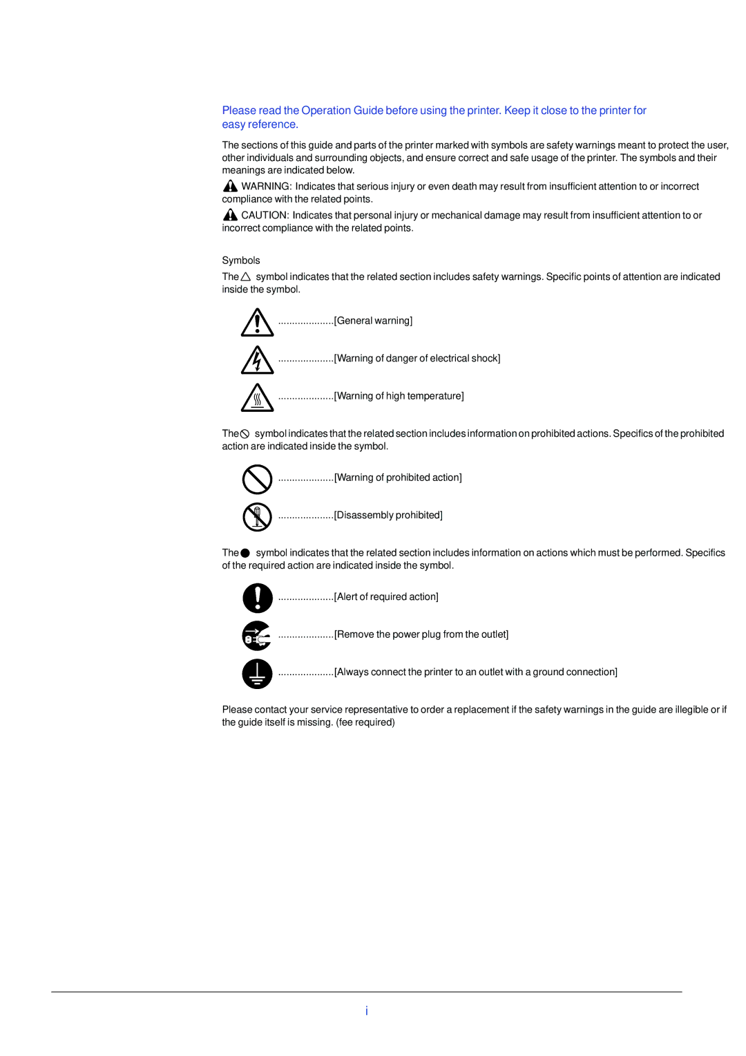 Xerox FS-C8008DN, FS-C8008N manual Symbols 