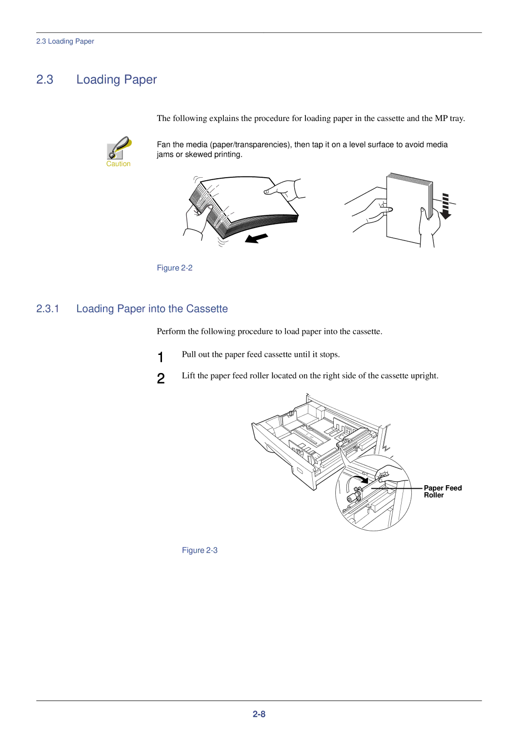 Xerox FS-C8008DN, FS-C8008N manual Loading Paper into the Cassette 