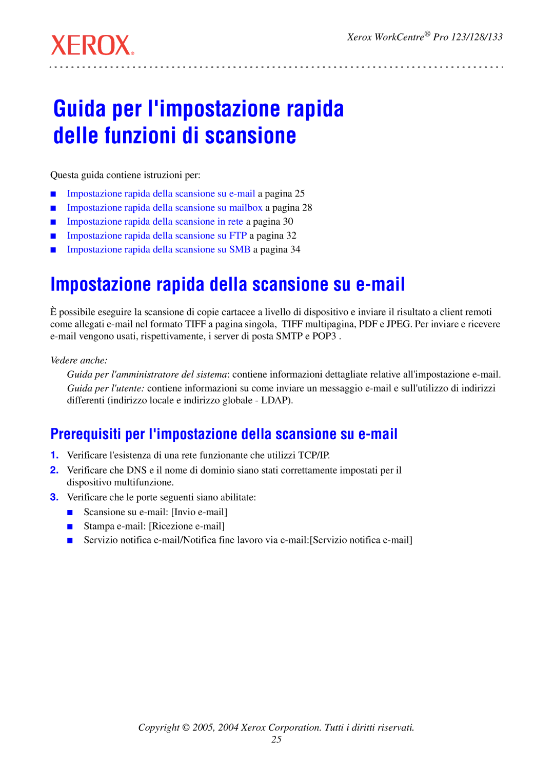 Xerox G0561 Guida per limpostazione rapida delle funzioni di scansione, Impostazione rapida della scansione su e-mail 