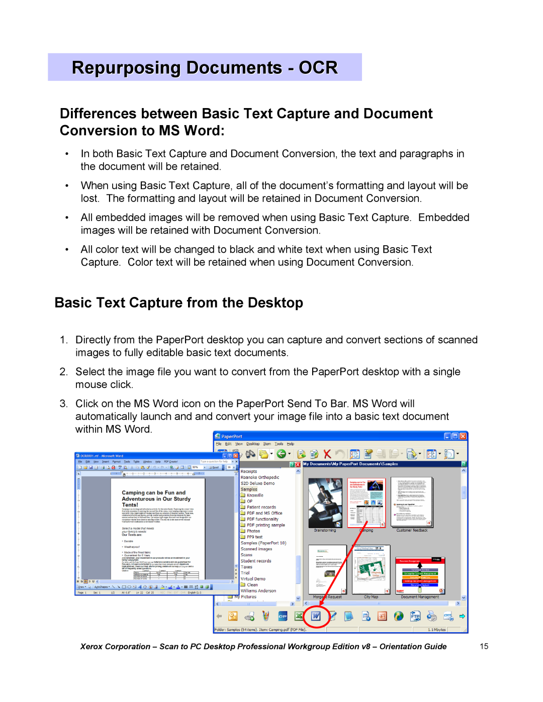 Xerox G8144Z manual Repurposing Documents - OCR, Basic Text Capture from the Desktop 