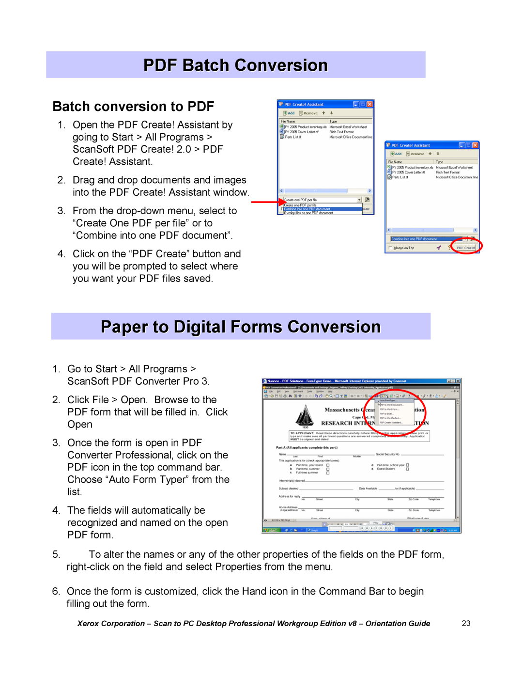 Xerox G8144Z manual PDF Batch Conversion, Paper to Digital Forms Conversion 