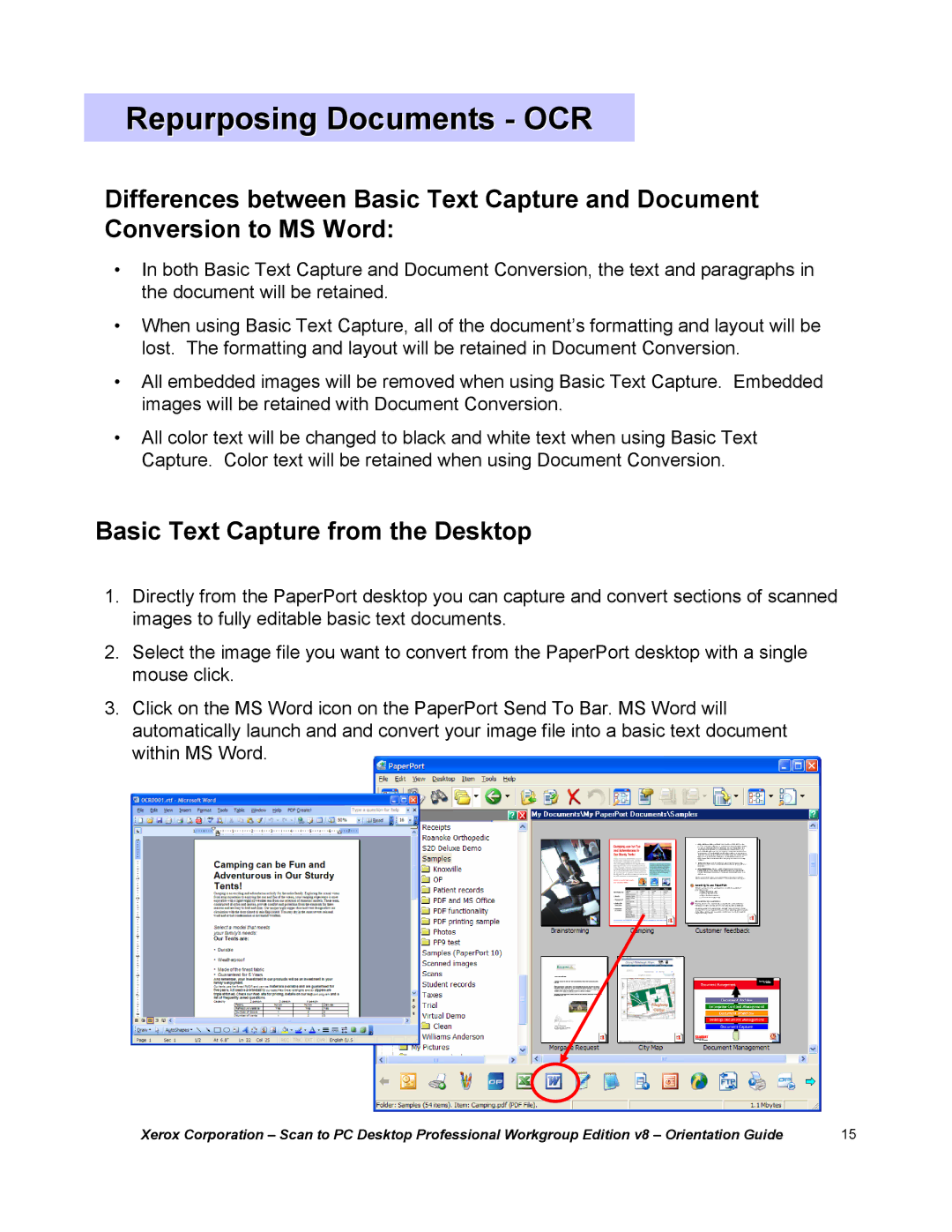 Xerox G8144Z manual Repurposing Documents OCR, Basic Text Capture from the Desktop 