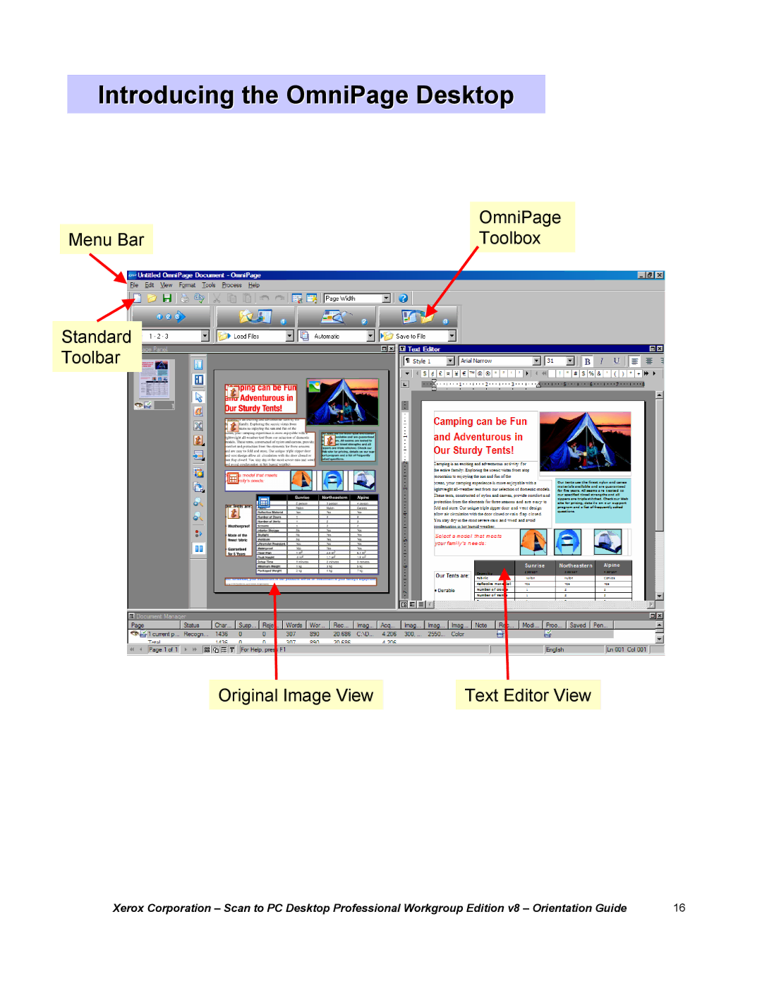 Xerox G8144Z manual Introducing the OmniPage Desktop 