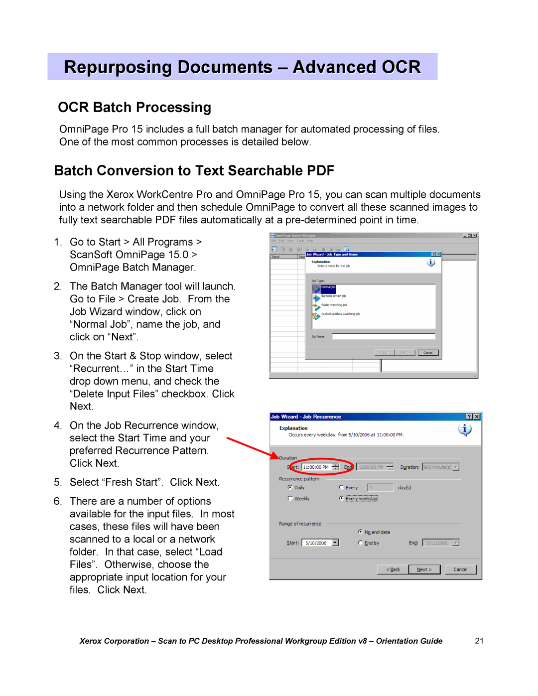 Xerox G8144Z manual OCR Batch Processing 