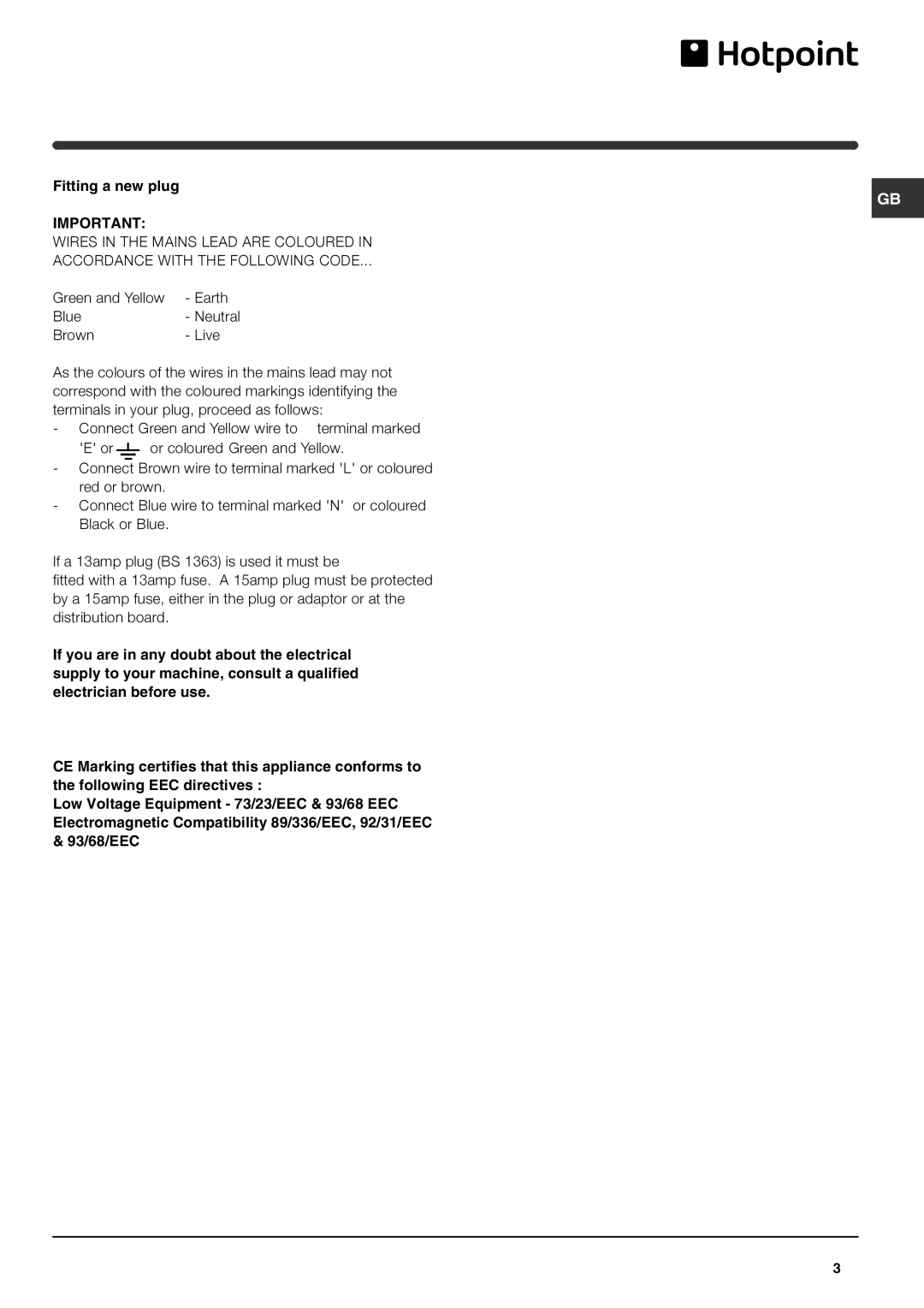 Xerox HM315FF operating instructions Fitting a new plug, Brown Live 