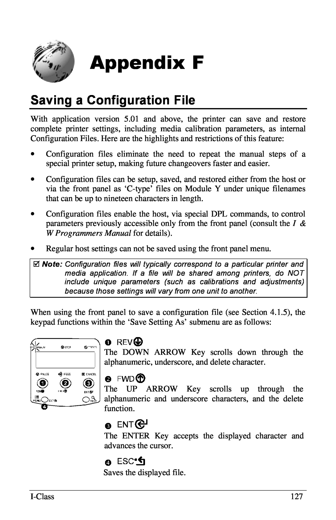 Xerox I Class manual Appendix F, Saving a Configuration File 