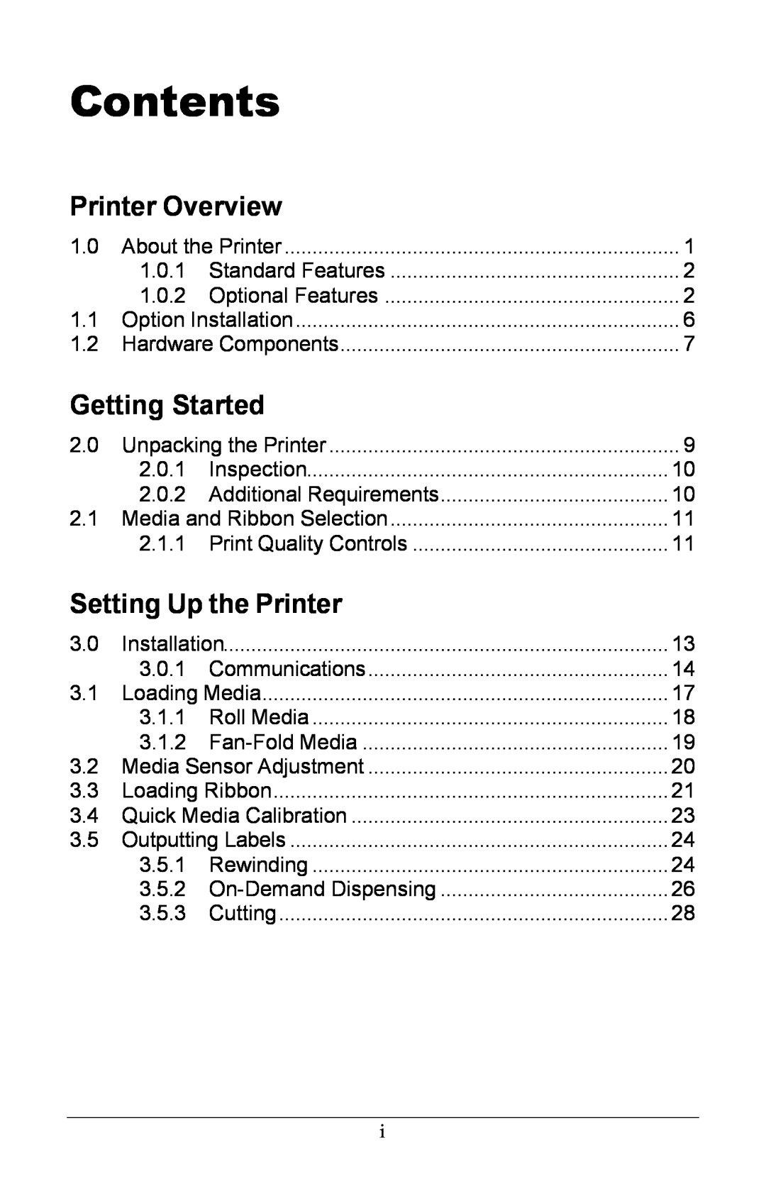 Xerox I Class manual Contents, Printer Overview, Getting Started, Setting Up the Printer 