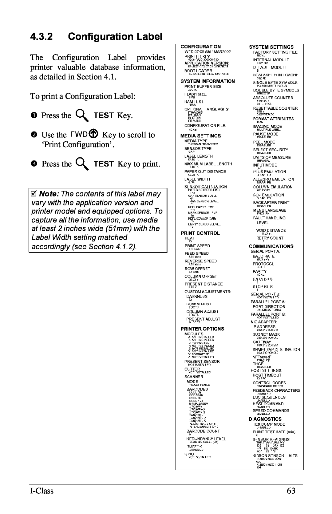 Xerox I Class manual 4.3.2Configuration Label 