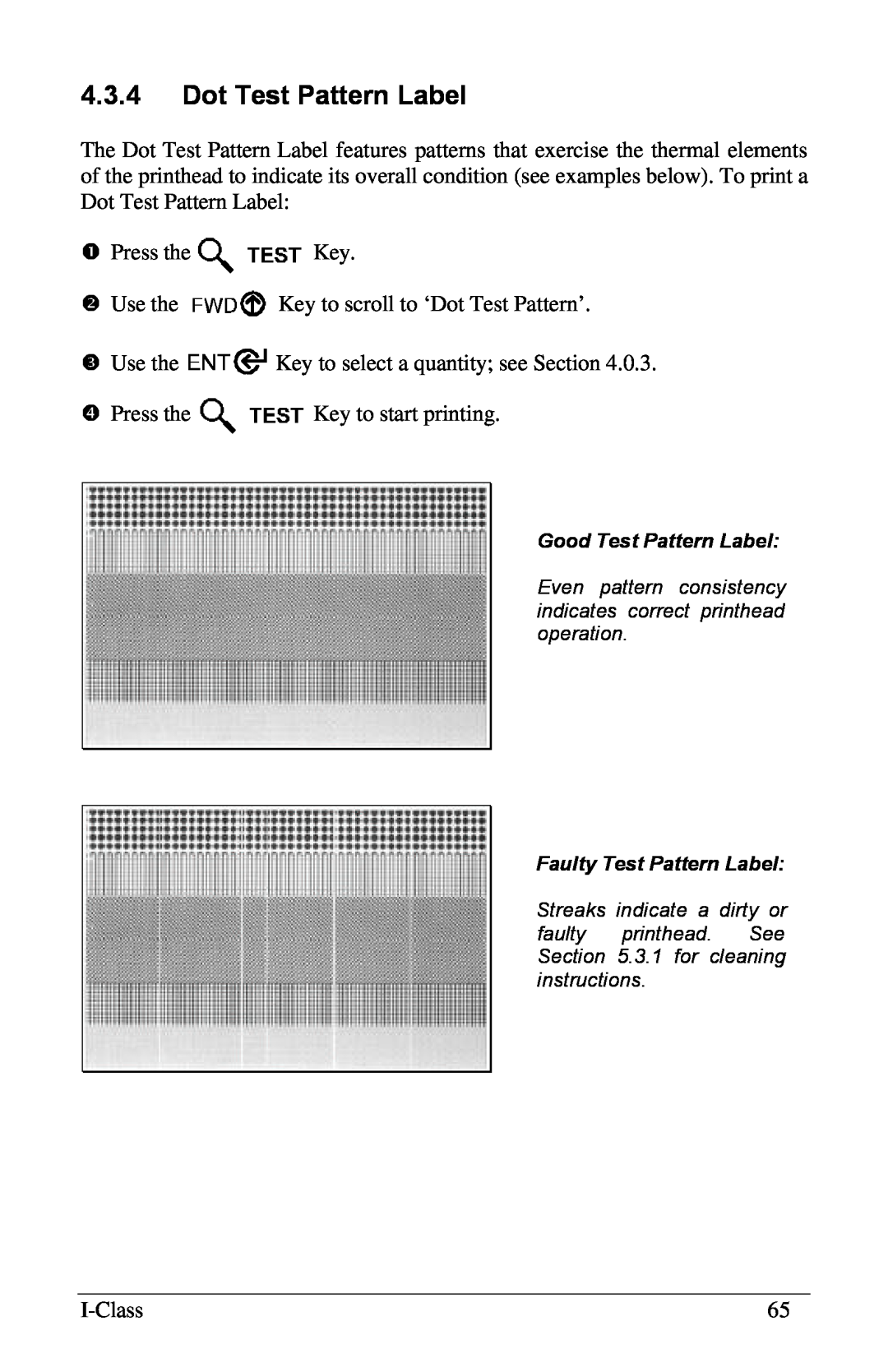 Xerox I Class manual 4.3.4Dot Test Pattern Label 