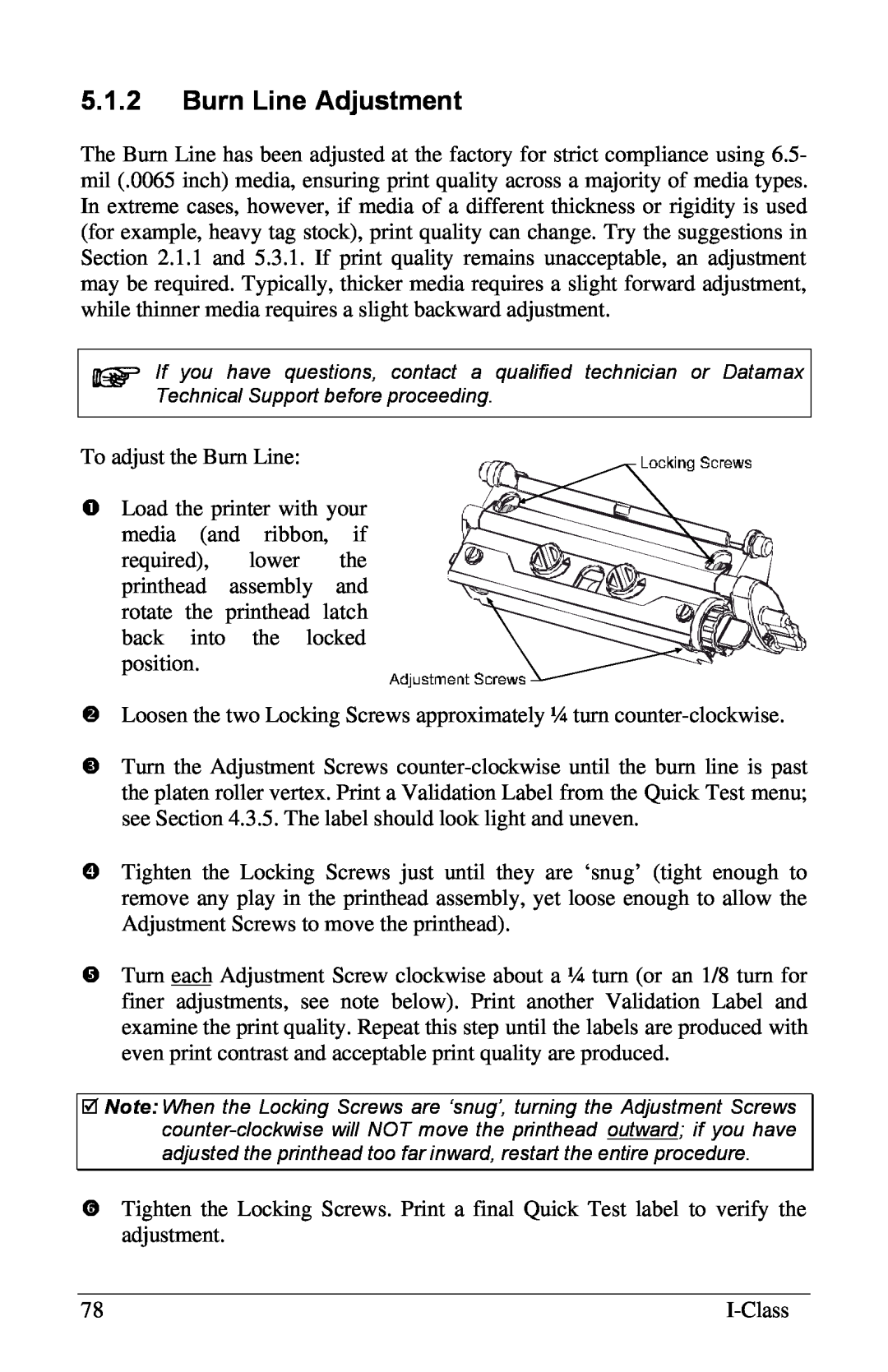 Xerox I Class manual 5.1.2Burn Line Adjustment 